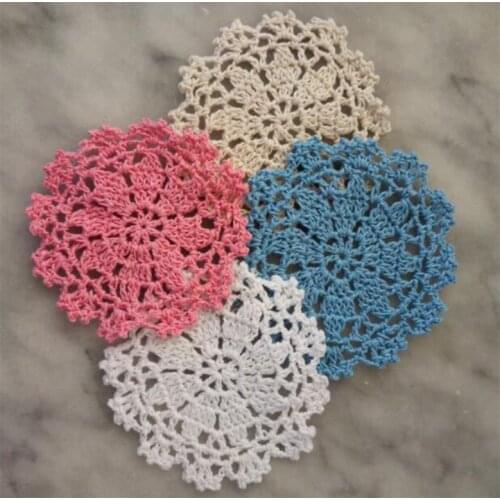 Hot round placemat cup coaster mug kitchen Christmas table place mat cloth lace Crochet tea coffee pan doily handmade pad