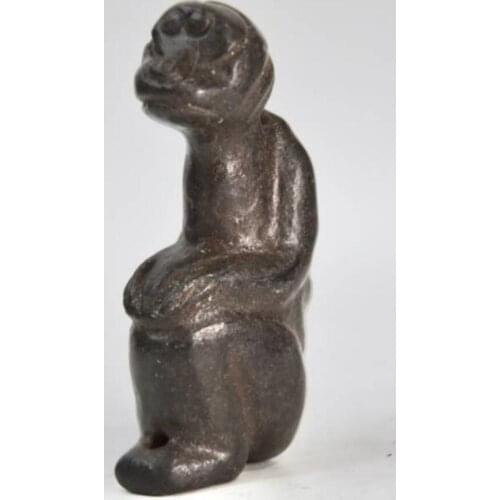 Hongshan culture archaize black iron meteorite sculpture monkey statue