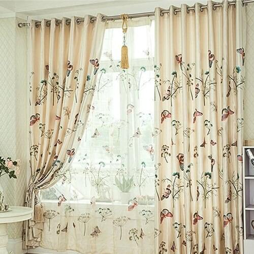 Quality rustic exquisite butterfly embroidered curtain fabric window screening embroidered