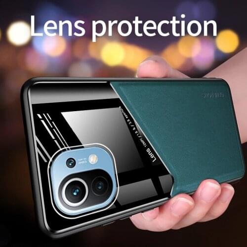 Anti-Sweat Leather Back Cover Case for Xiaomi 11 Mi11 Xiaomi11 Magnetic Phone Bag for Xiaomi Mi 11 Fitted Cover