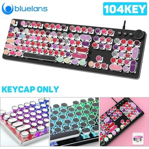 104-key Round Electroplated Punk Mechanical lluminated Keycaps Retro Keyboard Keycaps Universal for Cherry/for Kailh/for Gateron