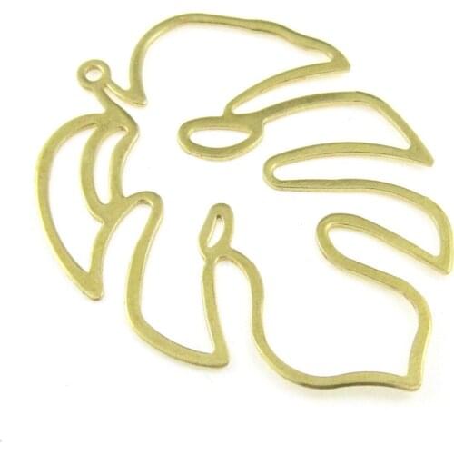 Brass monstera pendant Earring charms 54.3x41.5x0.85mm Brass necklace Leaf findings -2pcs R1208