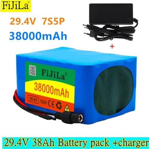7S5P 24v 38Ah battery pack 250w 29.4V 38000mAh lithium ion battery for wheelchair electric bicycle pack with BMS + charger
