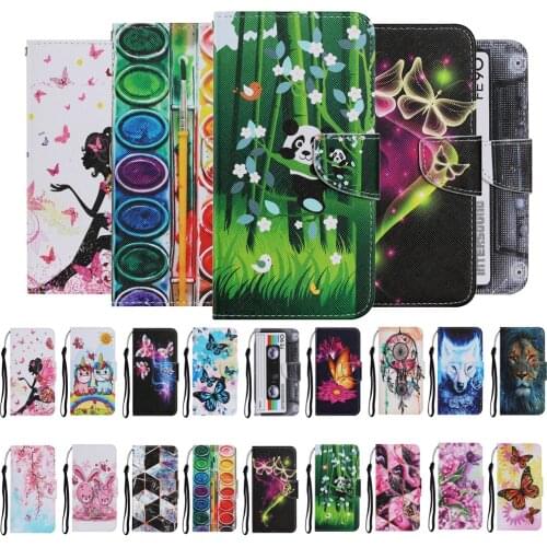 Mi 10 Lite Leather Case for Xiaomi 10T Pro Redmi 9A 9C Note 8T 9S 8 7 Cute Painted Flip Wallet Cover Card Slot Protective Fundas