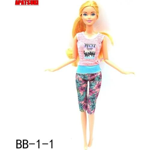 Fashion Doll Clothes For Barbie Doll Outfits Pink Tank Top & Floral Shorts Yoga Sport Wear 1/6 Dollhouse Dolls Accessories