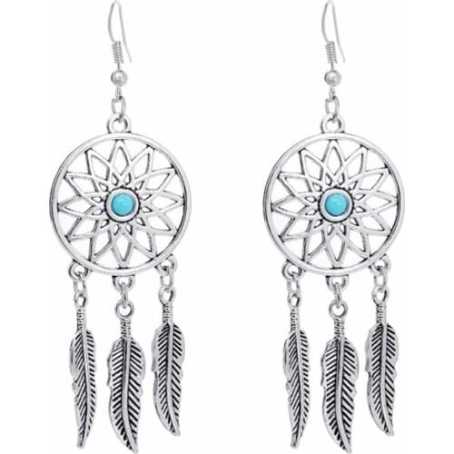 Moment # N03 2018 New Arrival Free Shipping Bohemian Style Womens Retro Silver Alloy Earrings Indian Dreamcatcher Monkey