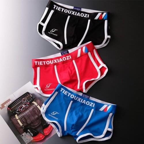 Mens underwear cotton four-corner pants young boys low-waisted flat-angle pants sexy Korean version of four-corner shorts