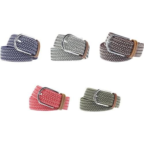 Men Casual Canvas Belt Elastic Rubber Concise Belt Metal Buckle Belt