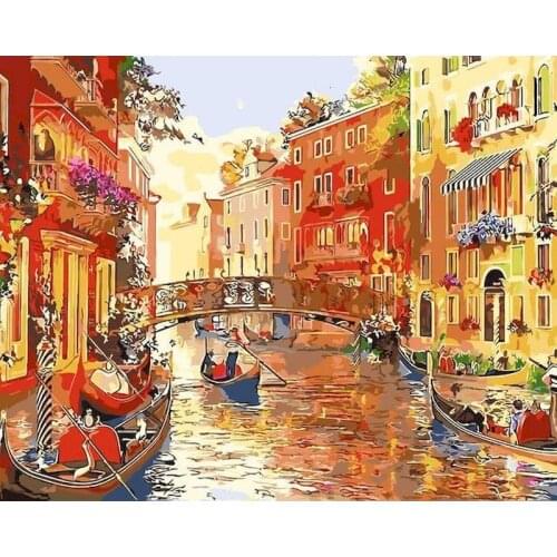 Gatyztory 60×75cm DIY Painting By Numbers Venice Scenery Canvas Drawing Handpainted Kits Acrylic Paints Art Frame Wall Decor Uni
