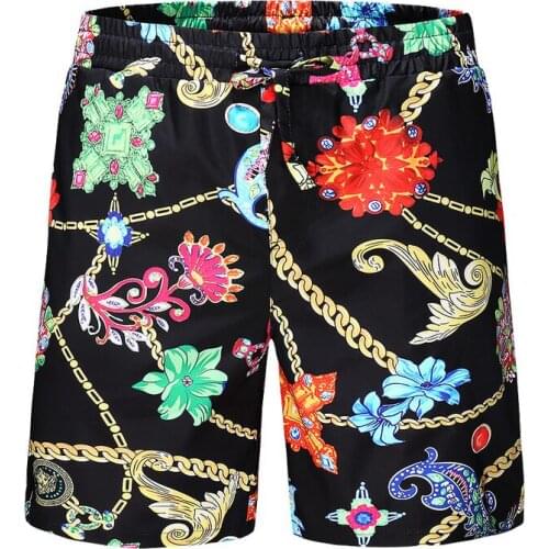 New Novelty 2020 High Men Comfortable Chain flower classic Striped Skateboard Street Cotton Casual Shorts Kanye #GG23