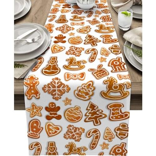 Christmas Gingerbread Man Table Runner Wedding Decor Table Cover Christmas Decoration Holiday Party Tablecloth