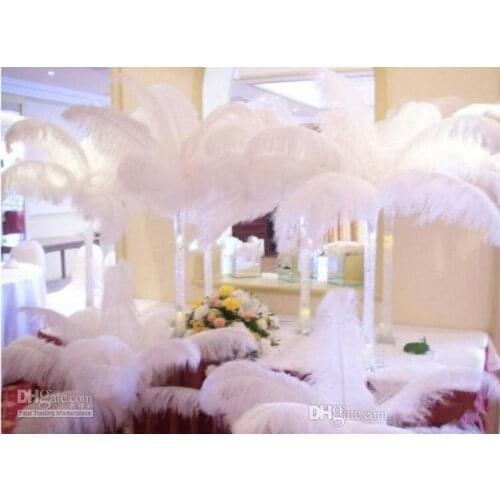 Wholesale 100 pcs per lot White Ostrich Feather Plume for Wedding center pieces party table decorations supplies