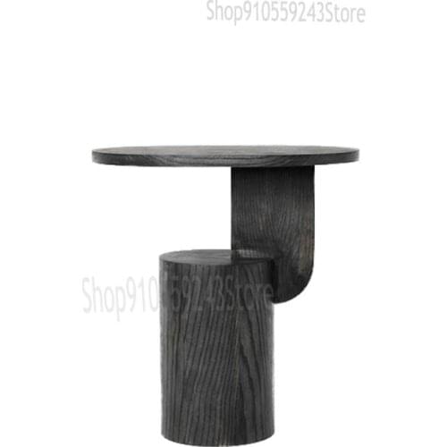 Original Wooden Pier Solid Wood Creative Oval Small Side Table Double U-shaped Simple C-shaped Seating Area Table Nordic Sofa Si