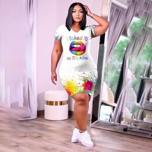 TNNAOFF Plus Size Aesthetic Print Mini Dress for Women Birthday Outfits Summer Fashion Short Sleeve Streetwear Oversized Dresses