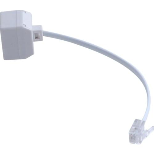 RJ11 6P4C phone splitter 1 male 2 female - white