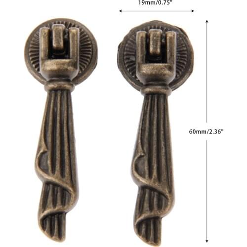 2Pcs 19*60mm Antique Bronze Cabinet Handle Vintage Furniture Knob Door Drawer Wardrobe Kitchen Pull knob