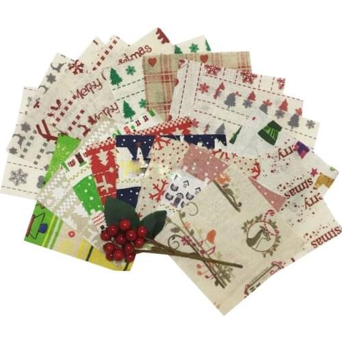 DIY 20pcs/lots 10x10cm Christmas Pattern Square Cotton and Linen Patchwork Fabric Bundle Sewing Quilting Crafts for Handmade