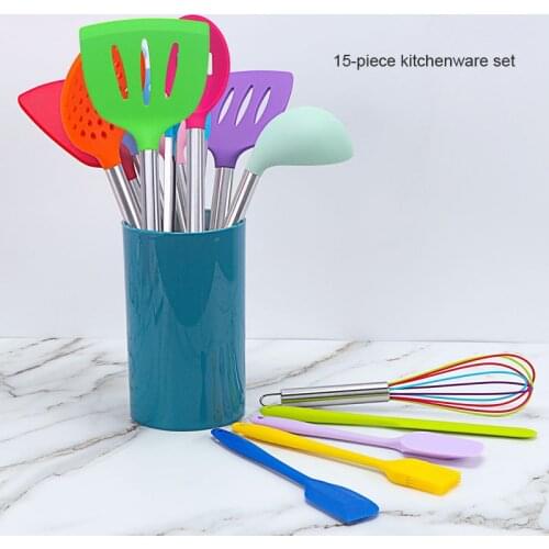 Silicone Kitchenware Utensils Set Non-stick Cookware Spatula Shovel Egg Beaters Stainless Steel Handle Kitchen Cooking Tool Set