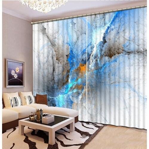Modern living room curtains Luxury Blackout 3D Window Curtain For Living Room blue curtains