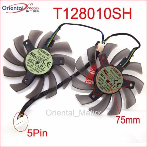 2pcs/lot T128010SH DC 12V 0.25A 75mm For ASUS R9 270X HD7970 GTX770 DirectCU II Graphics Card Fan 5Pin