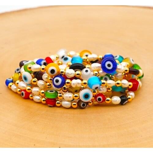 GO2BOHO Bracelet Women Turkish Evil Eye Bracelets Fresh Water Pearl Jewelry Pulseras Mujer Moda 2020 Boho Multicolor Jewellry
