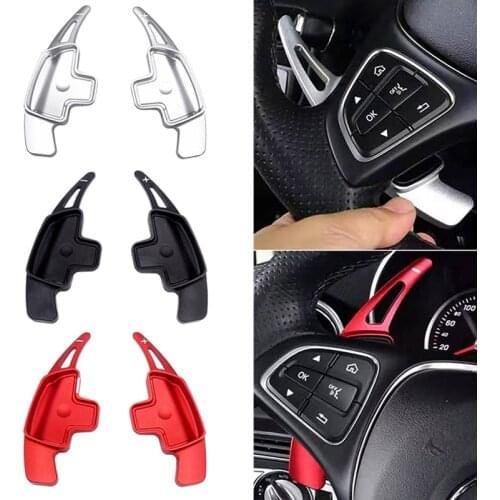 1 Pair Car Steering Wheel Paddle Shift Metal Decoration Trim For Mercedes Benz 2015-2018 C class W213\GLC class w205\2016-2018E