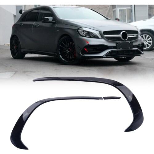 Black 1 Pair Front Bumper Splitter Spoiler Canards Fit For Benz A Class W176 A180 A200 A220 A250 AMG A45 2016 2017 2018