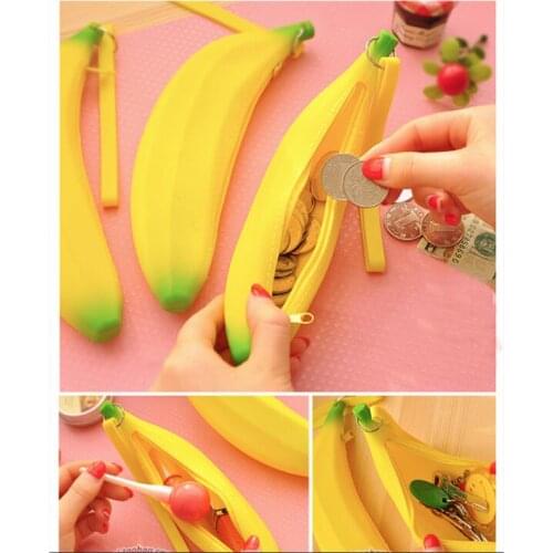 1PC Women Cute Silicone Zipper Fruits Coin Purse Bag Coin Bag Pouch Wallet Pencil Case