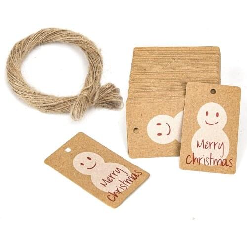 100Pcs Kraft Paper Gift Tags Thank You for Celebrating With Us Labels Handmade for Wedding Party Decoration Packaging Hang Paper