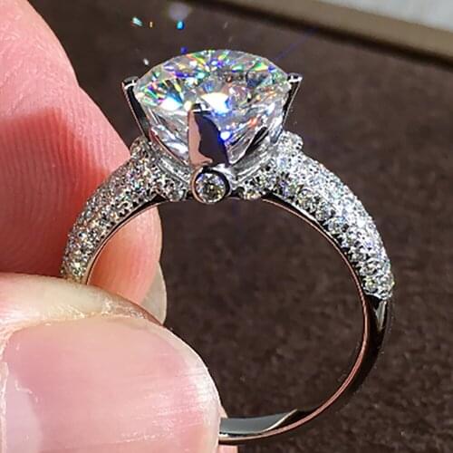 14K Au585 White Gold Women Wedding Party Engagement Ring 1 2 3 4 5 Carat Round Moissanite Diamond Ring Ribbons Elegant Luxury