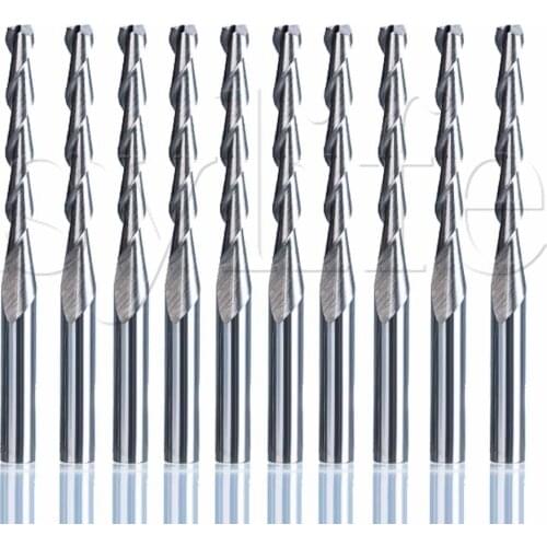 3.175x2.5x22mm Acrylic ABS Carbide Two Flute Spiral Bit Pack of 10