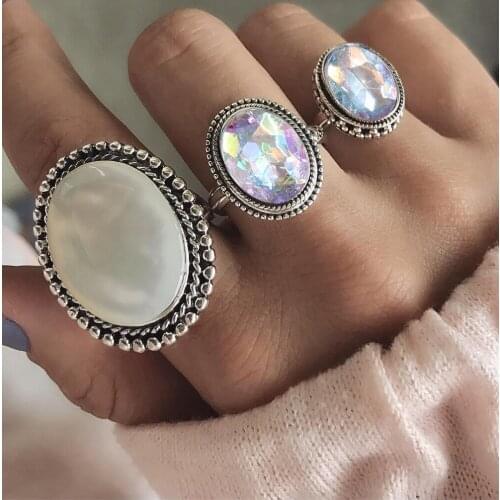 3PCS/Set Engagement Wedding Maxi Stone Rings for women Fashion Jewellery Wedding Ring female