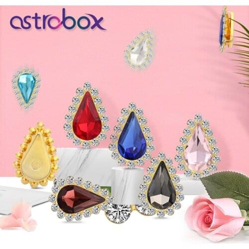 8x13mm Bling Sunflower Golden Claw Rhinestone Glass Crystal Accessory Drop Shape Sew On Stone for Fabric Decorating