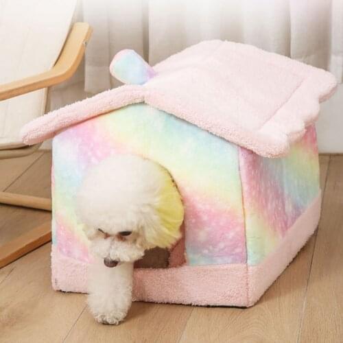 Pet House Soft Plush Warm Kennel Small Dogs Cats Cave Nest Washable Cozy Sleeping Bed Puppy Lounger Mat Cushion Cage