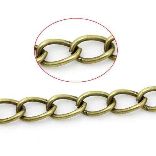 DoreenBeads Link Curb Chains Findings Antique Bronze 8x5mm, 3M (B27156)