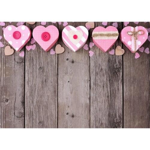 Pink Heart Wooden Plank Photographic Background Custom Backdrop for Children Baby Lovers Photoshoot Photobooth Photo Studio