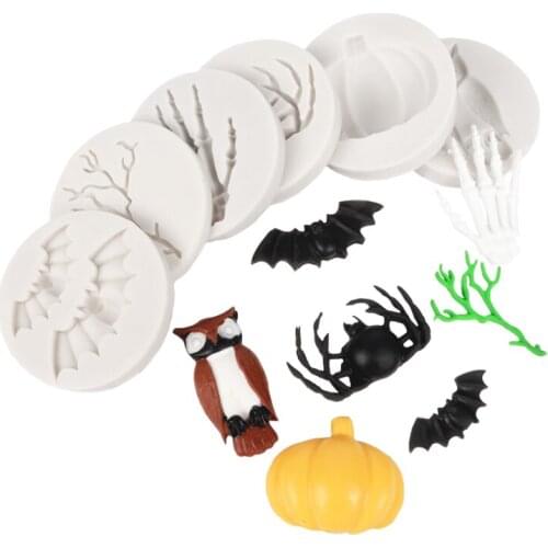Halloween Bat Spider Owl Silicone Sugarcraft Mold Fondant Cake Decorating Tools Candy Clay Cupcake Chocolate Baking Mold