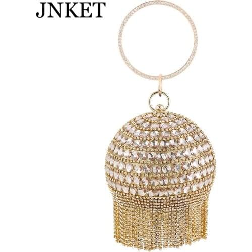 JNKET New Dinner Bag Ladies Handbag Round Banquet Bag Fashion Tassel Design Evening Dress Bag