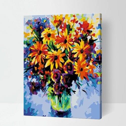 MaHuaf-T021 Sunny bouquet DIY oil painting by numbers Hand Painted 40x50cm Framed Acrylic Picture coloring by numbers