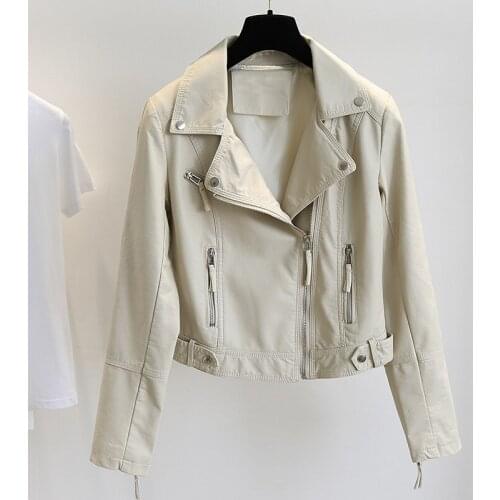 2021 Spring Autumn Streetwear PU Leather Jacket For Women Korean Slim Zipper Long Sleeve Female Biker Coats Chaquetas Para Mujer