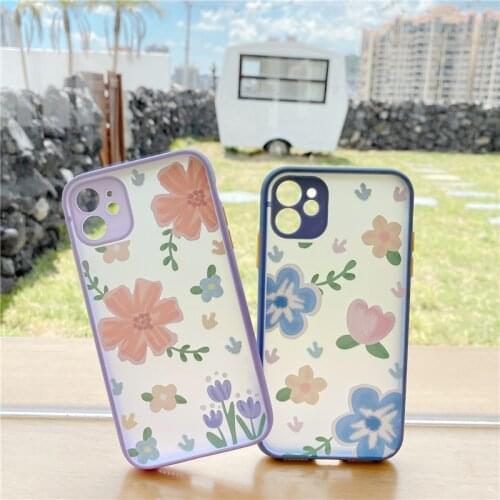 JAMULAR Fashion Flower Phone Case For iPhone XS MAX 11 Pro X XR SE2020 8 7 6Plus Graffiti Shockproof Silicone Cover Matte Fundas