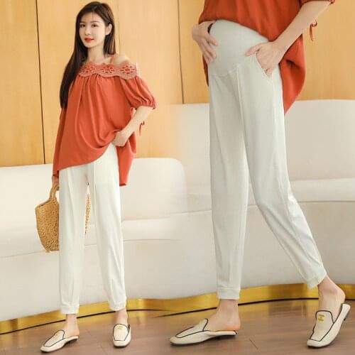 Autumn Winter Straight Wide Leg Loose Maternity Pants High Waist Belly Pants Clothes for Pregnant Women Pregnancy Trousers
