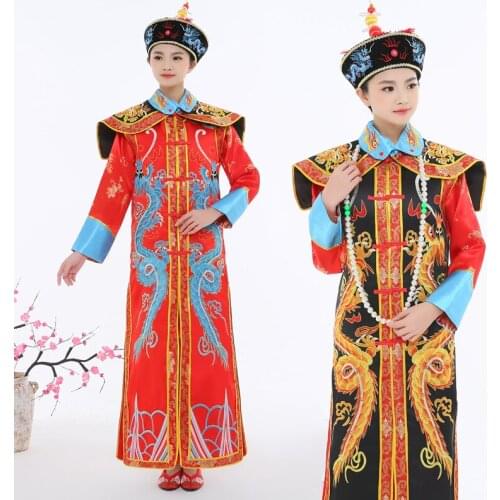 Qing Dynasty Dragon Robe Dress Chinese Empress Traditional Costume Ancient China Qing Manchu Queen princess Royal clothing