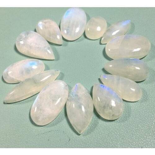 Random delivery 15g/set Real Natural moonstone cabachon pendant charm for d i y jewelry women necklace