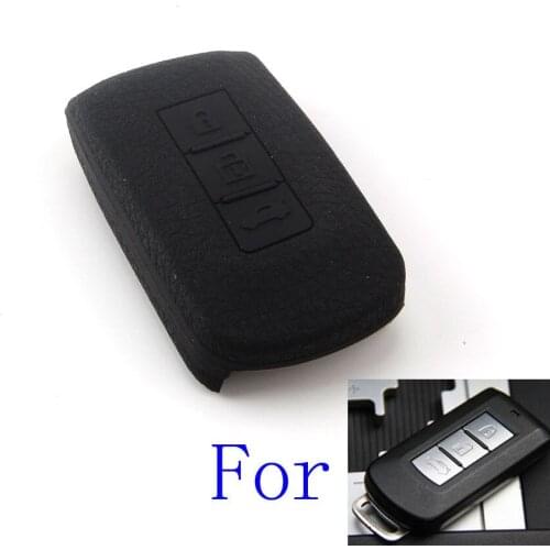 BLK 3BTN Leather Texture Silicone Cover Holder Case Fit for Mitsubishi ASX Lancer Outlander Remote Case Fob