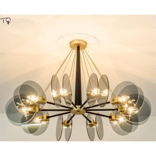 Nordic Individual Lustre Golden Circular Glass Led Chandelier Lighting Modern Simple Atmosphere Designer Restaurant Living Room