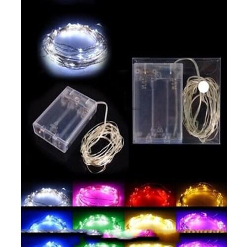 Led3 battery box red transparent white copper wire lighting string christmas decoration festival lights 5 meters 50 pcs LED