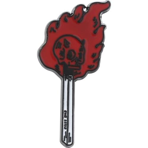 Burning Skull Match Stick Brooch Jewelry Fashion Simple Atmospheric Personality Jewelry for Men and Women