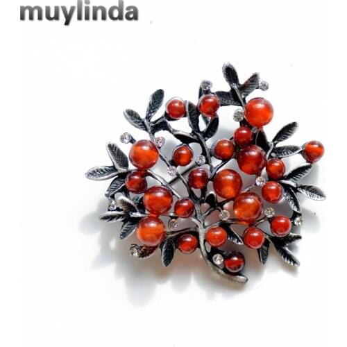 Muylinda Vintage Stoned Branches Trees Brooch Natural Stone Pin Vintage Bouquet Clothes Clip Brooches And Pins For Women