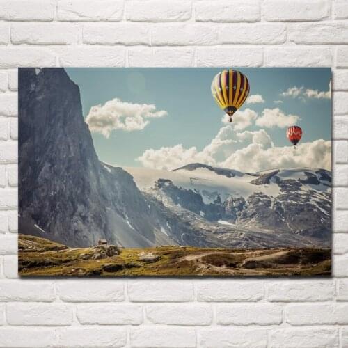 Hot air balloons in the air nature mountain landscape KB425 living room home modern art decor wood frame poster